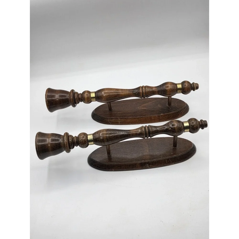Pair Of Vintage Wooden Wall Mounted  Tappered Candlestick Holders
